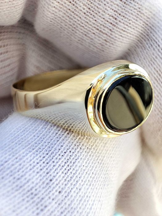 Inel Aur 14K Cu Onix Natural Unicat Milan ghiul aur degetu mic