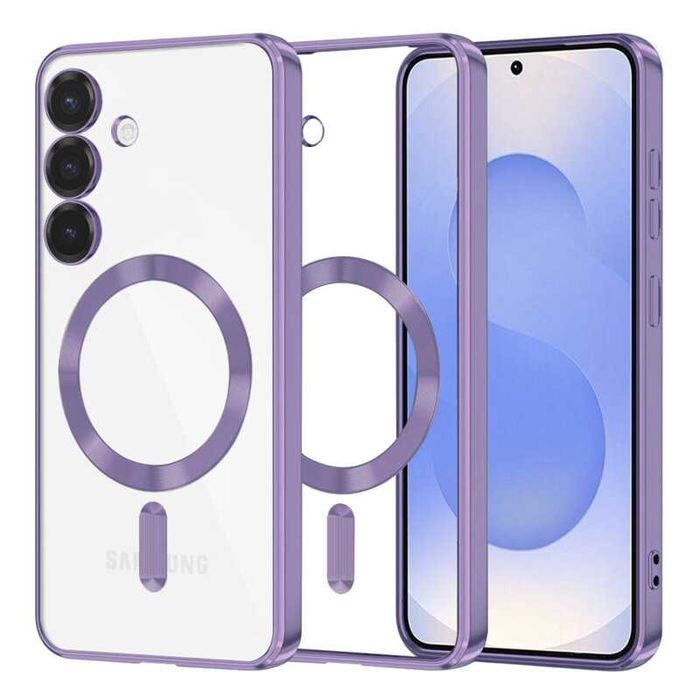 Husa Samsung S25 MagSafe cu protectie pentru camere Luxury, Mov