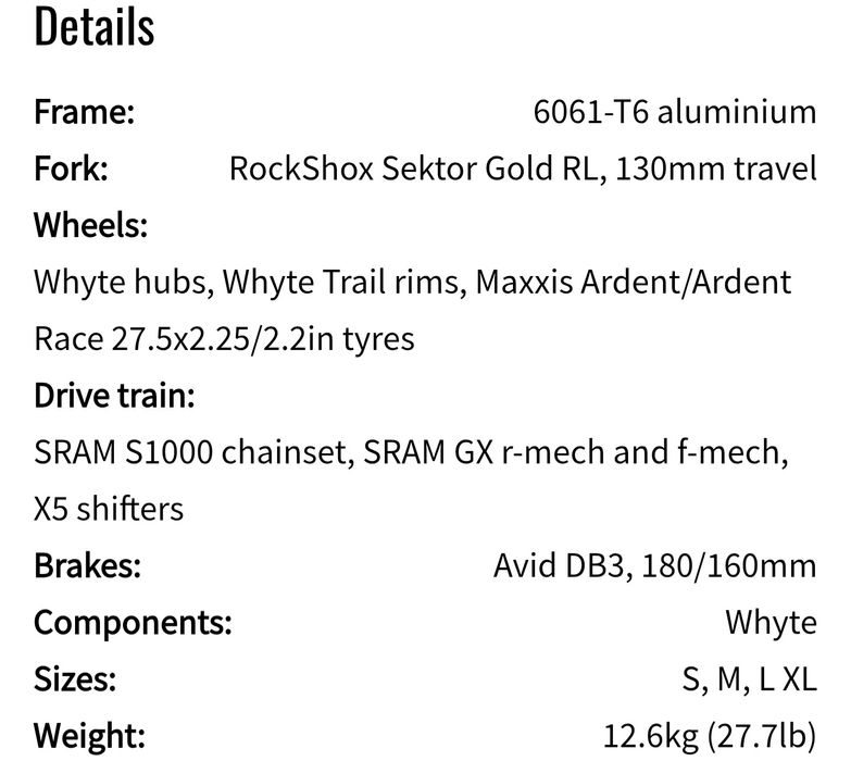 Bicicleta mountain bike whyte 901 stare perfecta