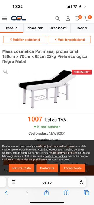 Vând pat cosmetică