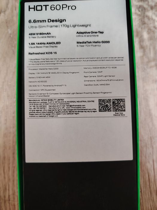 Infinix Hot 60 pro 8+8 16/256
