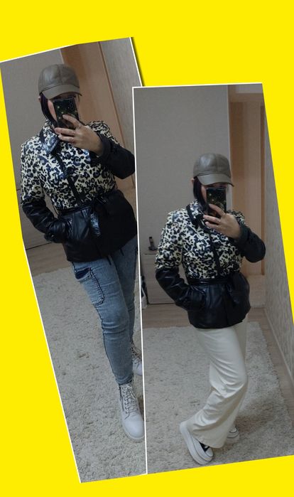 Кожаная куртка-леопард.