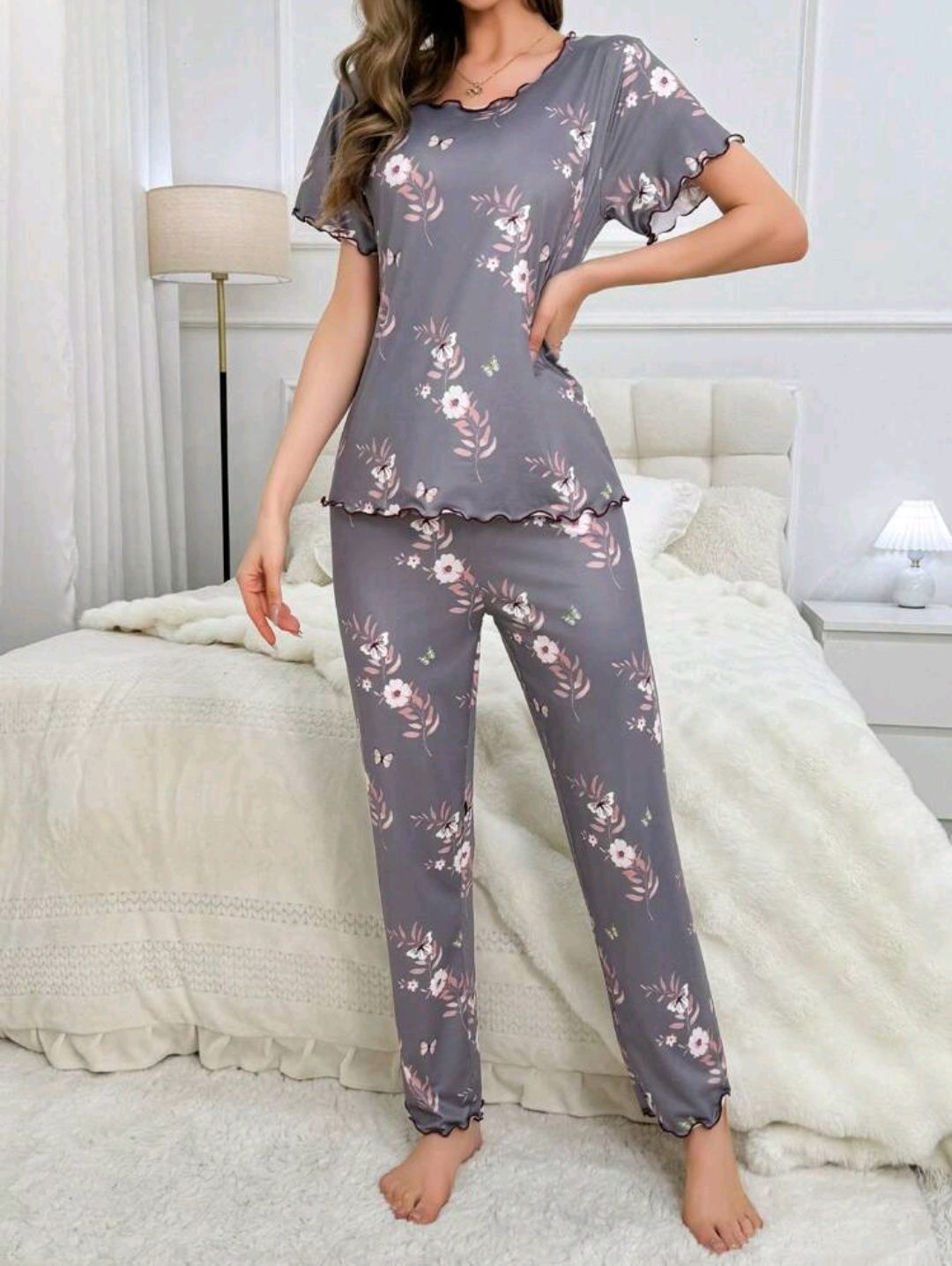 Set De Pijama/top damă Cu Imprimeu floral