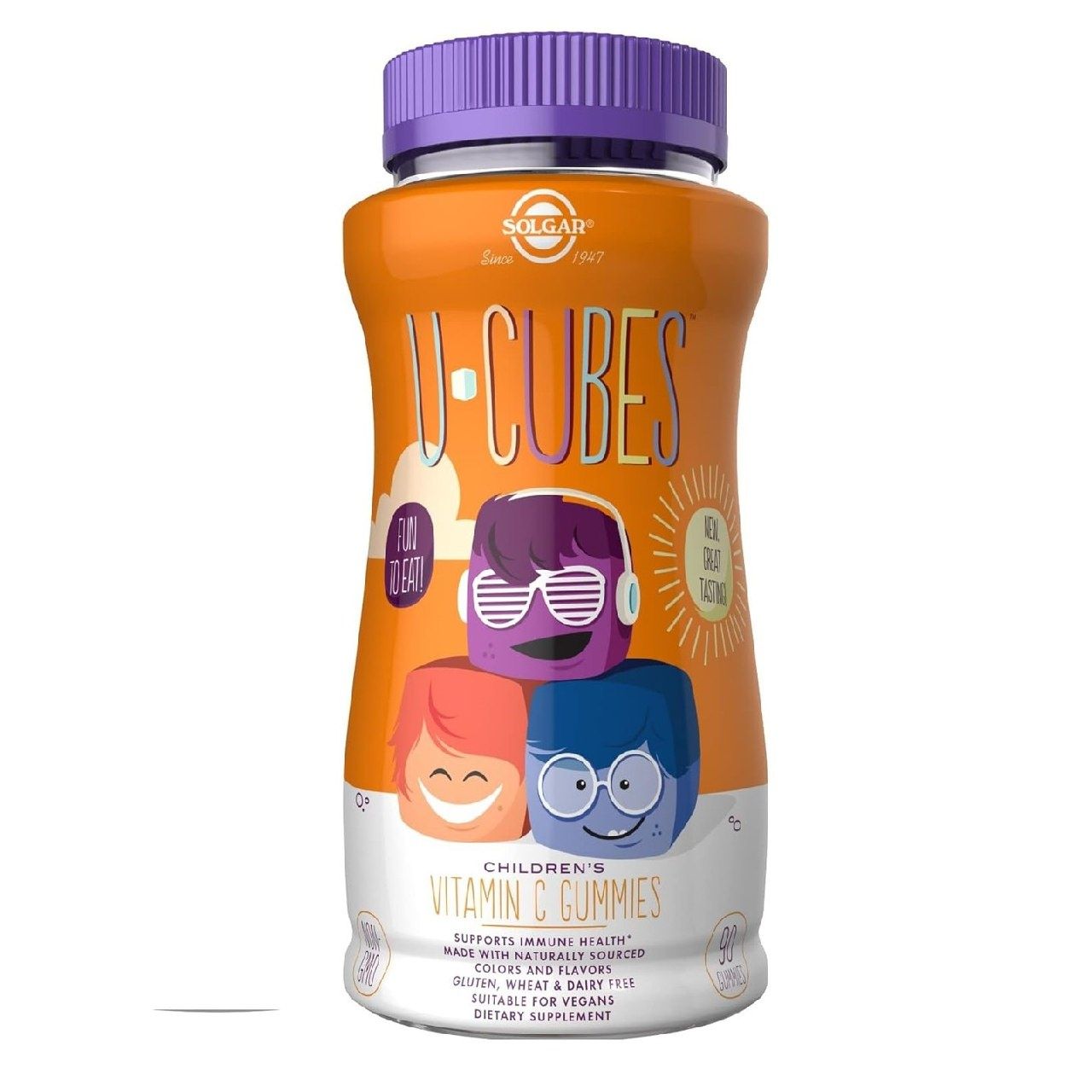 SOLGAR U-Cubes Детский витамин С, 90 жевательных конфет, приятный вкус
