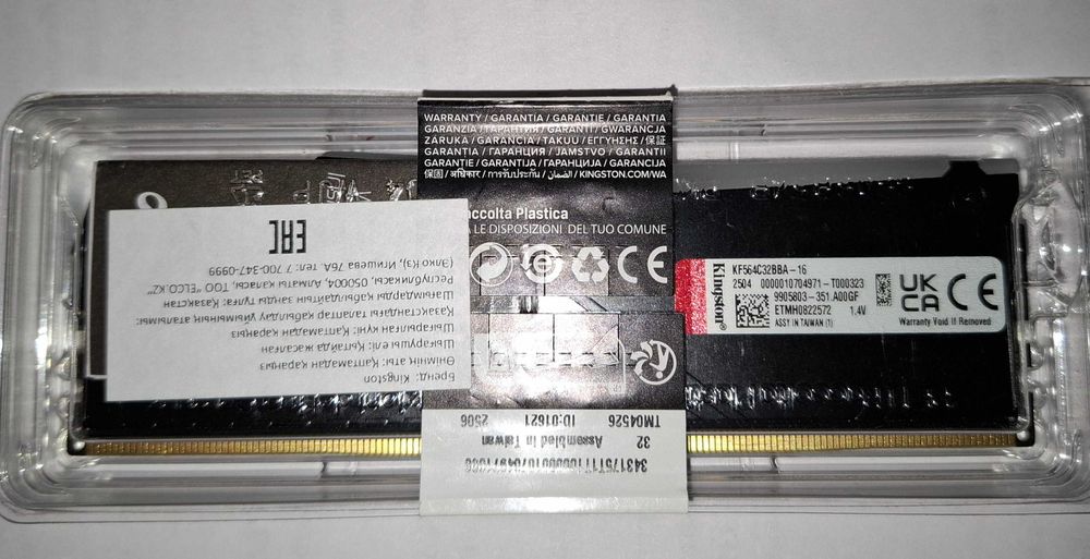 DDR5 16GB 6400 MHz 32-39-39 Kingston Fury KF564C32BBA-16