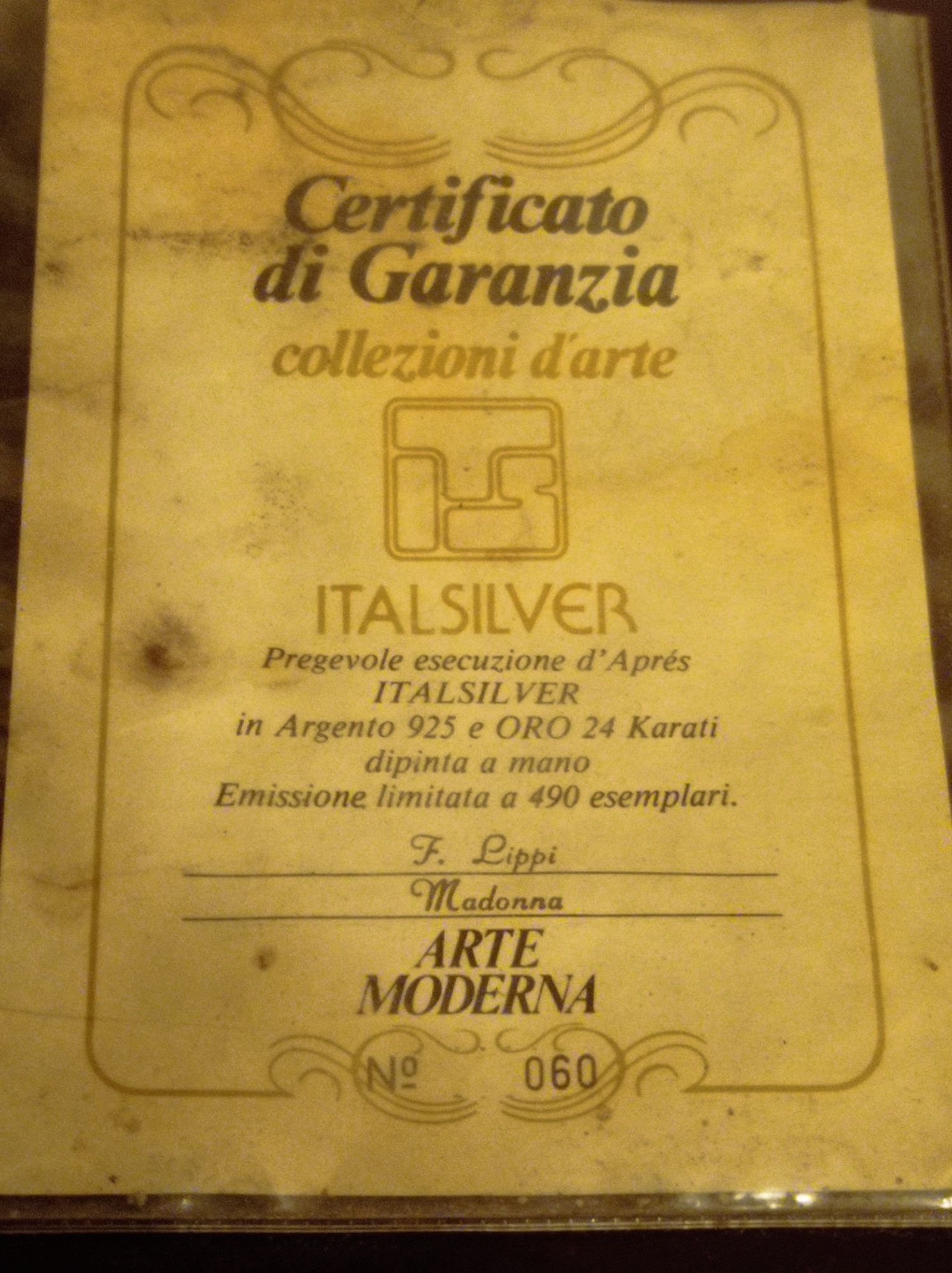 Tablou Fecioara Maria argint 925 placat aur 24K editie limitata