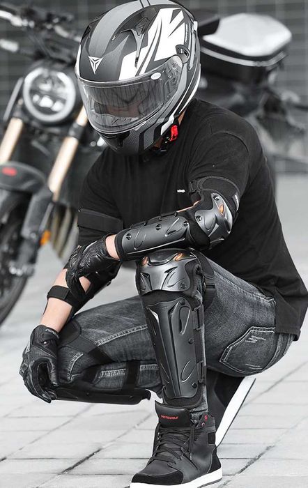 Set genunchiere si cotiere moto protectie Shell certificat CE Motowolf