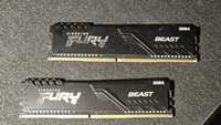 DDR-4 DIMM 16Gb/3200MHz PC25600 Kingston Fury Beast, 2x8Gb Kit, Black,