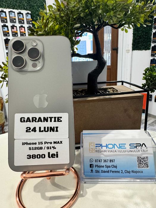 iPhone 15 Pro Max 512Gb 91% - Din magazin,cu garantie!