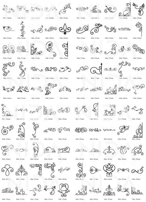 Elemente vectoriale fier forjat – 349 modele DXF, SVG, EPS, CNC/Laser