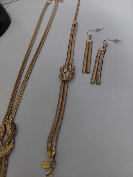 Lant gros sarpe auriu cu cercei si bratara