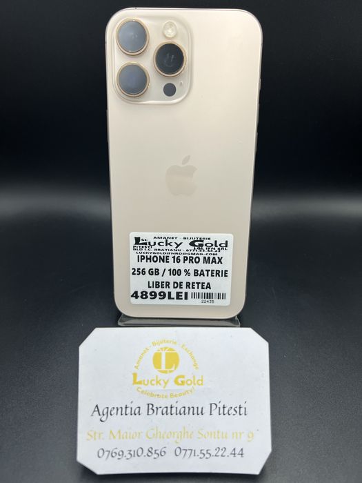 Iphone 16Pro Max 256GB 100% Baterie Liber de retea cod produs 22435