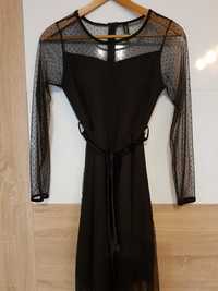 Дамска черна рокля с черен тюл