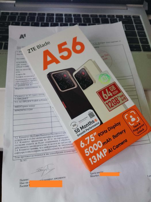 Смартфон ZTE Blade A56 чисто нов, неразопакован