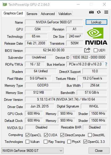 Видеокарта Sparkle GeForce 9600GT 512MB GDDR3