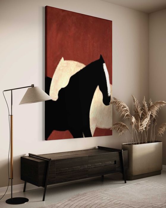 Картина лошади холст масло абстрактный минимализм живопись кони