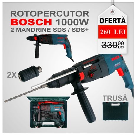 Bormasina Bosch 1000W GBH 2-28 DFV Rotopercutor 2x Mandrine SDS+ Nou