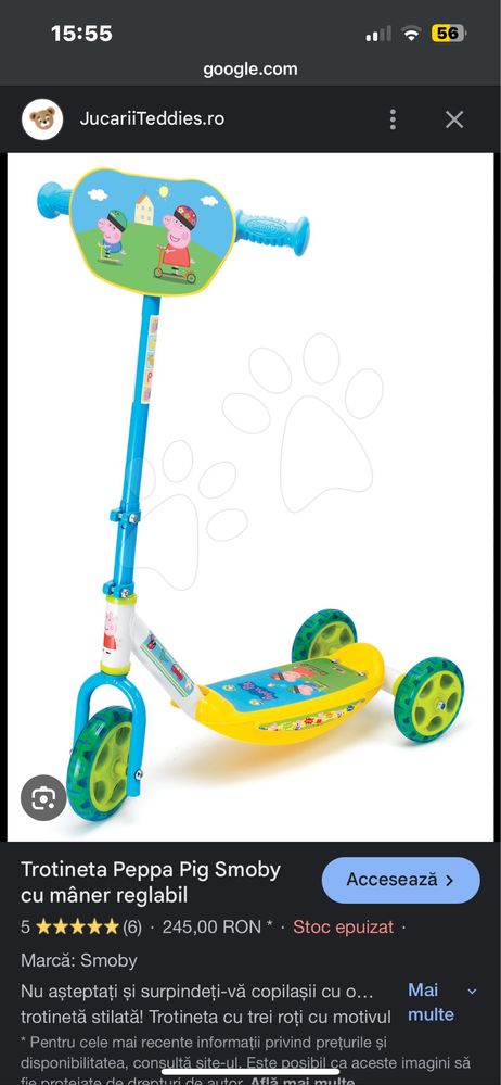 Trotineta smoby pepa pig
