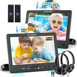 DVD плейър за кола 10,5 инча, 2 монитора, 2 слушалки, 1080Р, USB/SD