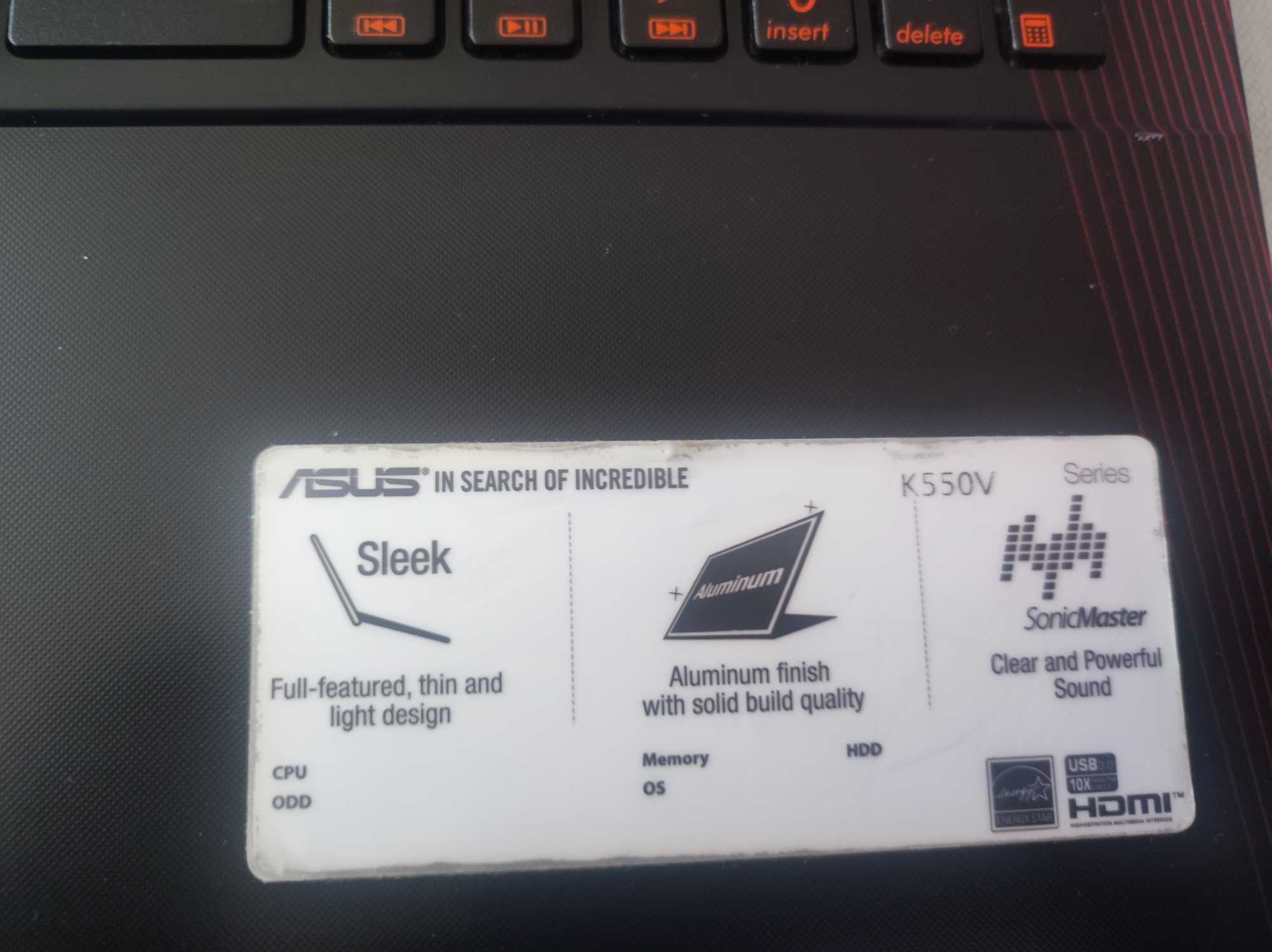Asus K550V 15.6" FHD, Intel Core i7-7500HQ, 16GB DDR4, 512GB SSD