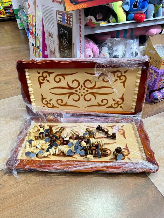 Нарды шахматы шашки 3 в 1 ручной работы