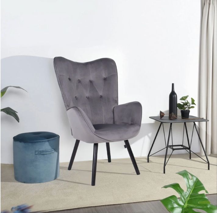 Scaun living de catifea gri