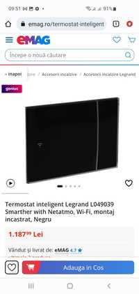 Termostat inteligent Legrand L049039 Smarther with Netatmo, Wi-Fi, mon