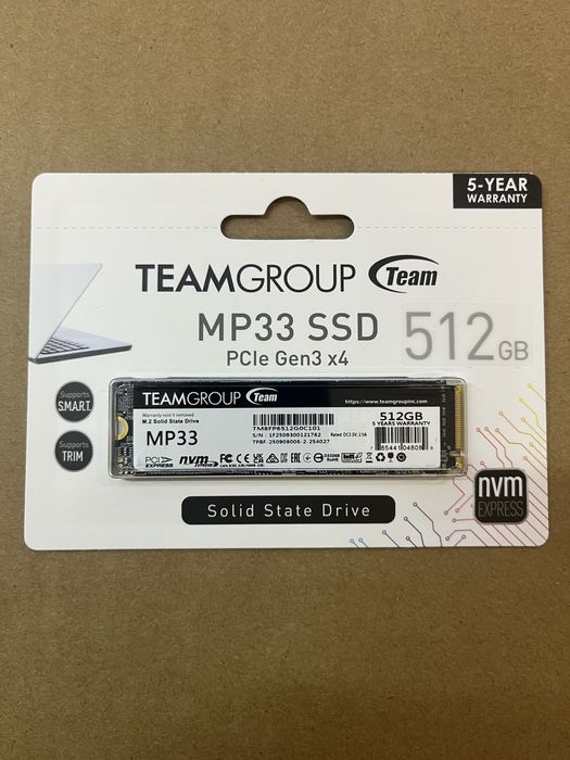 SSD 512Gb TeamGroup MP33 M.2 NVMe R1800MB/s W1500MB/s