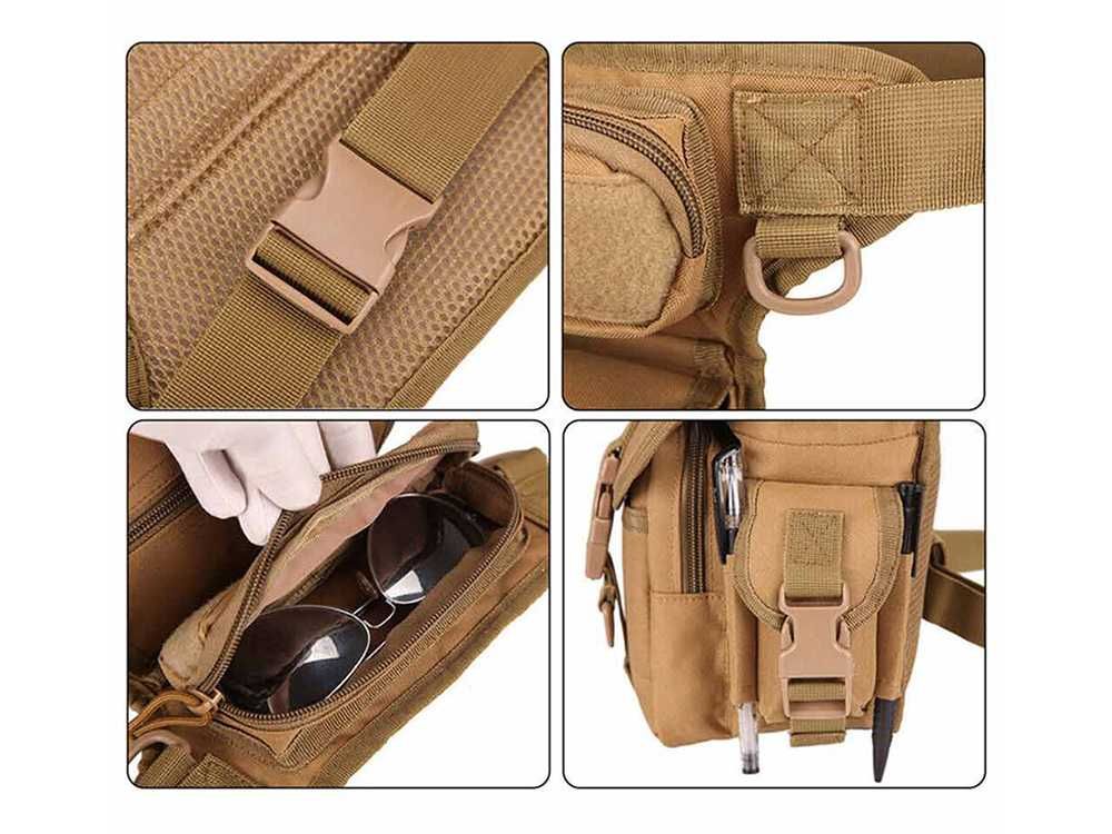 Чанта за крак/бедро, военна, с колан, 6 джоба, 4 отделения, VG14455