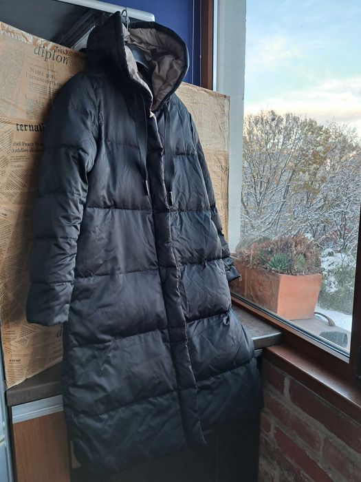 дамско яке,зимно,дълго Пухено,шуба гъши пух,две лица