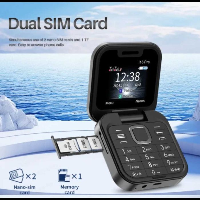 Сгъваем телефон i16 Pro Dual SIM 2G бг меню