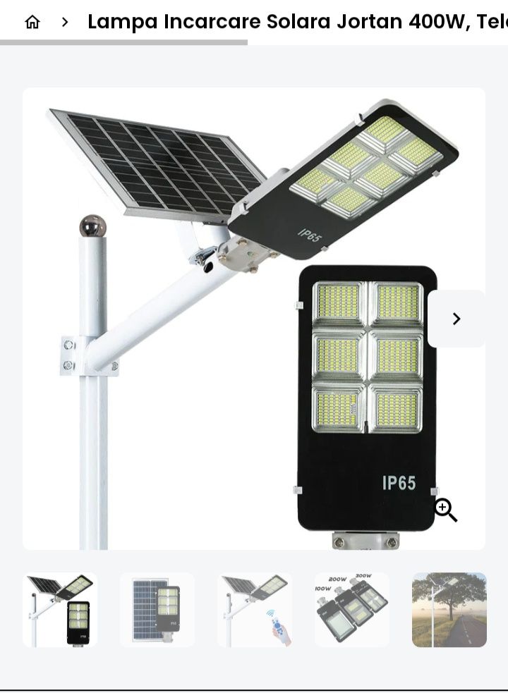 Solare, pachet 2 lampi solare Stradale  JORTAN  400W
