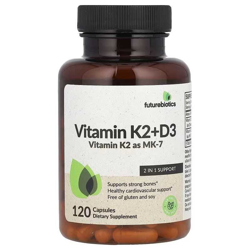 Futurebiotics, Future biotics, K2 + D3, Витамины K2 + D3, 120 капсул