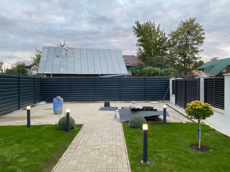 Tablă Cutată Fațadă Gard Gri Antracit 0,5mm 4m 5m 6m stâlpi accesorii