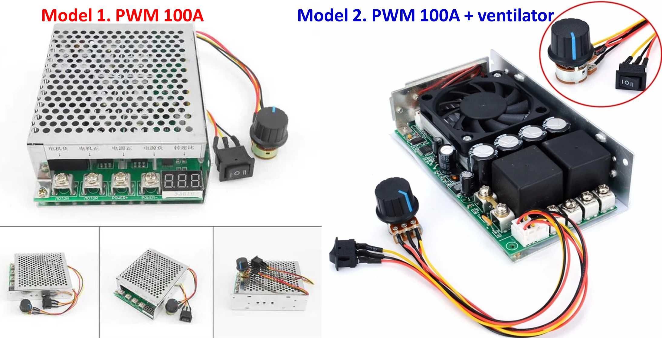 PWM 100A ! variator turatie motor DC 10-55V, 5000W. Nou !