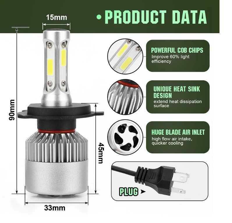 Super becuri Auto Bulbs LED Lamp  H4 si decodor canbus