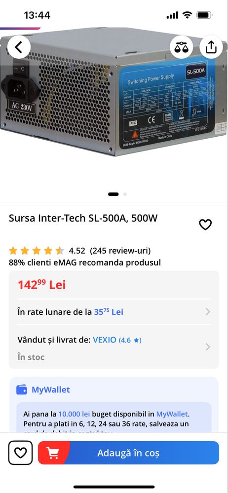 Sursa Inter-Tech SL-500A, 500W
