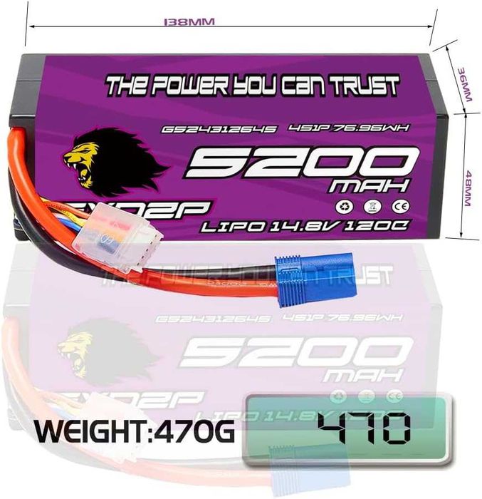 Високопроизводителна 4s литиево-йонна батерия, 2 броя, 14.8v 5200mah