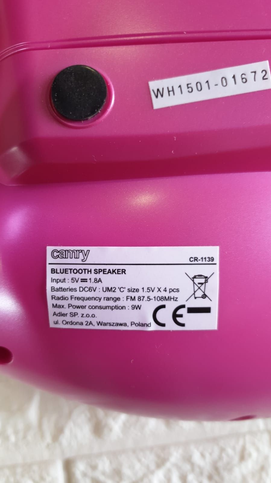 Boxă bluetooth roz