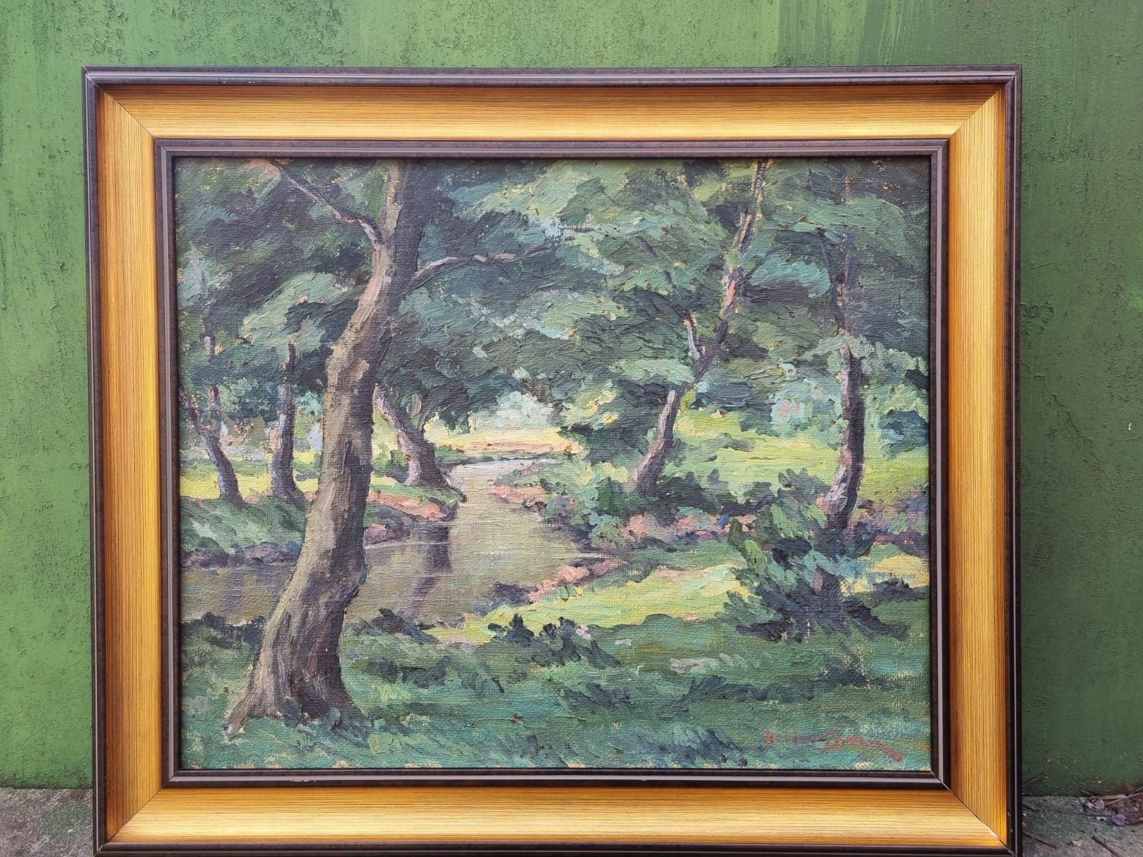 " În pădure ", tablou superb, mare, Doru Ionescu, u/p, cu ramă