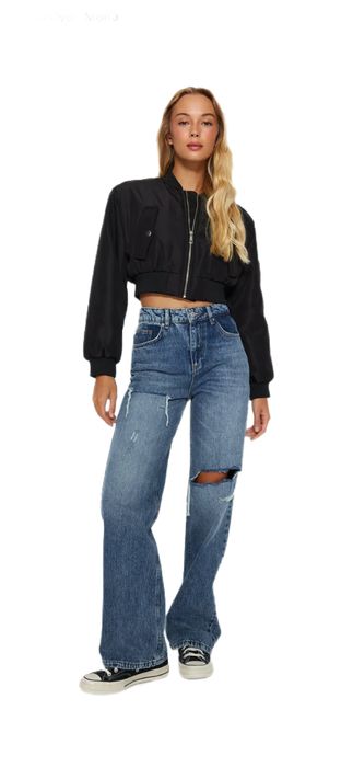 Jeans dama cu rupturi fara defecte