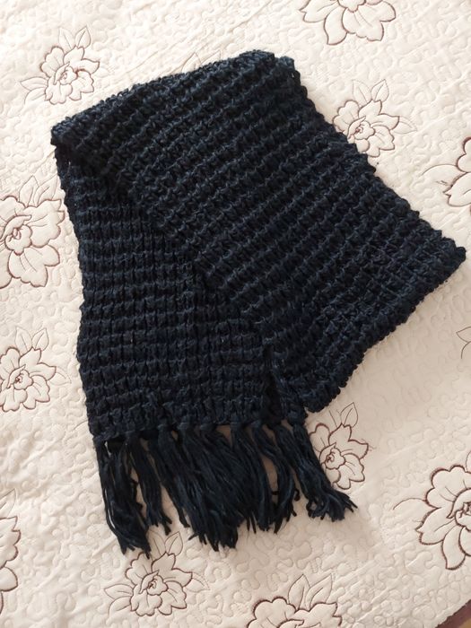 Fular împletit, culoare negru, 110×25