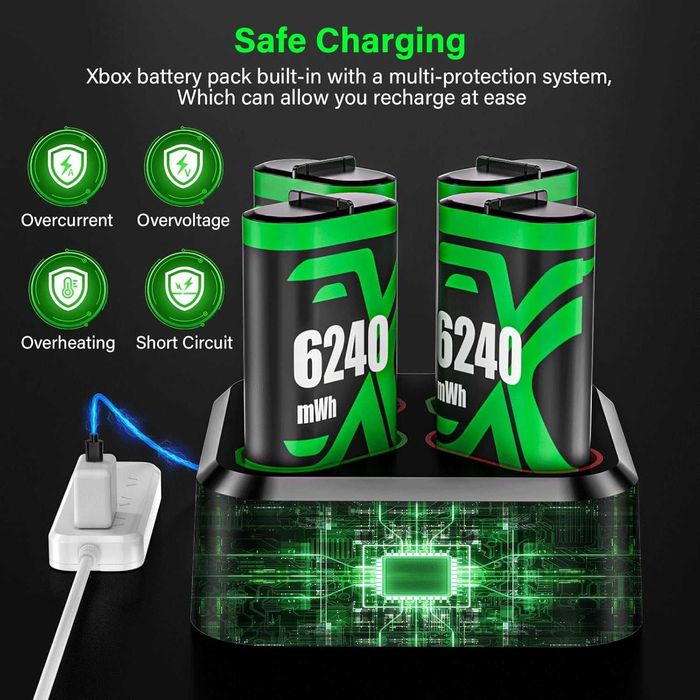 ZRZLMVP Батериен пакет за Xbox контролер - 4x6240mWh батерии и зарядно