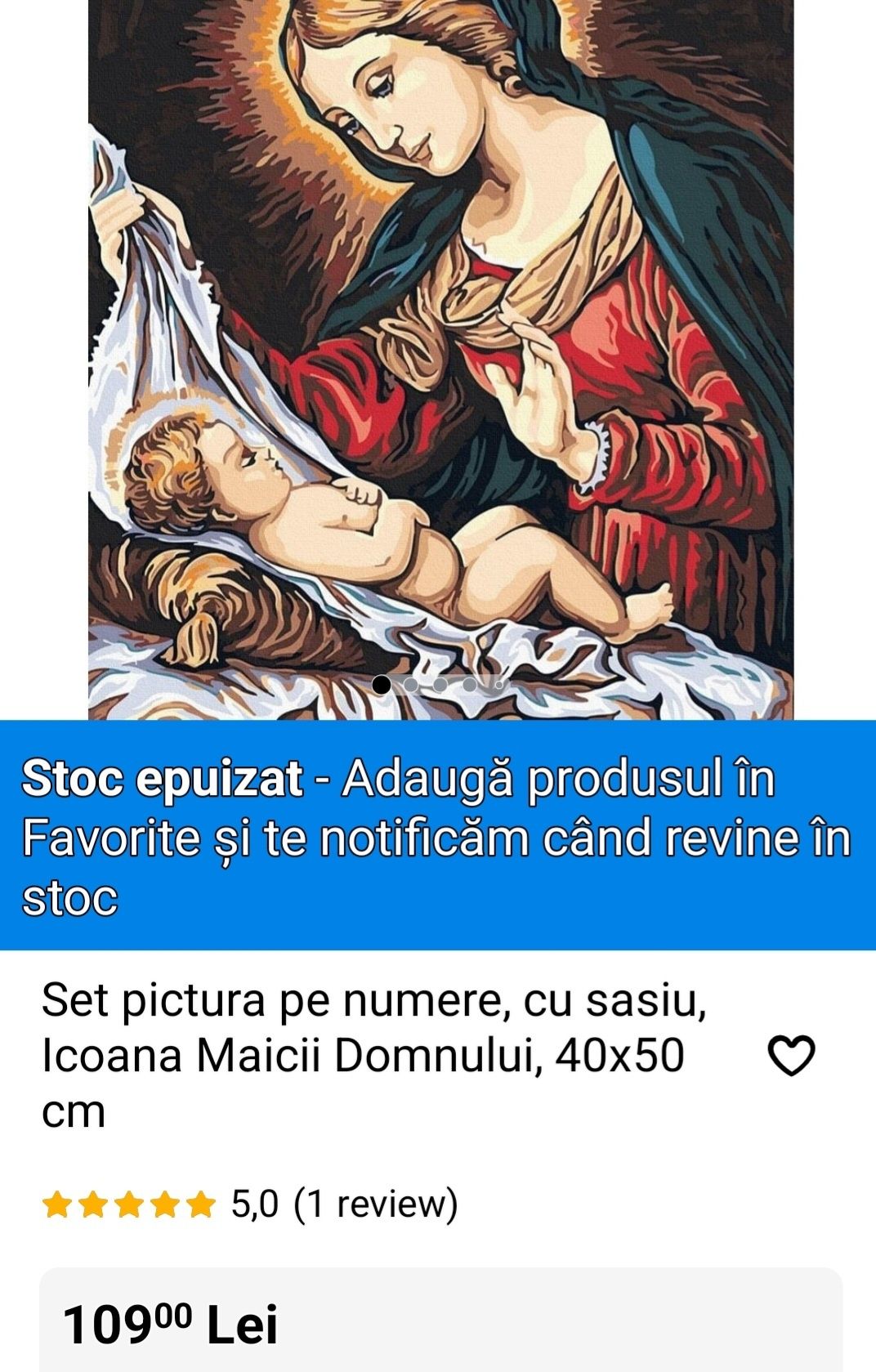 Pictura pe numere Maica Domnului 40x50 pe sasiu