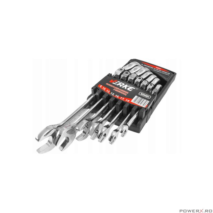 Set de 7 chei combinate, cu clichet, balama, 8-19mm, Verke