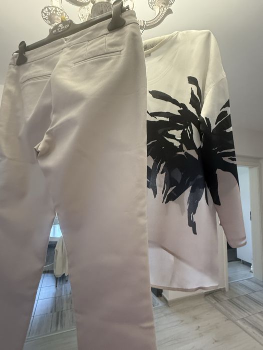 Set pantalon conic Stefanel / bluza matase naturala + maieu matase cad