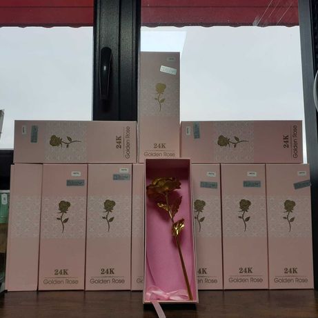 Trandafir 24K, Auriu, cutie eleganta, plasuta, cadou deosebit