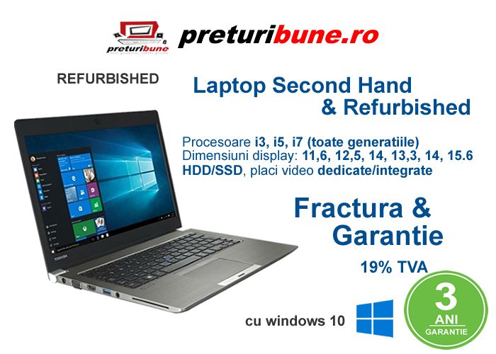 Laptop Refurbished si Second Hand Garantie 1-3-5 ani PreturiBune.ro