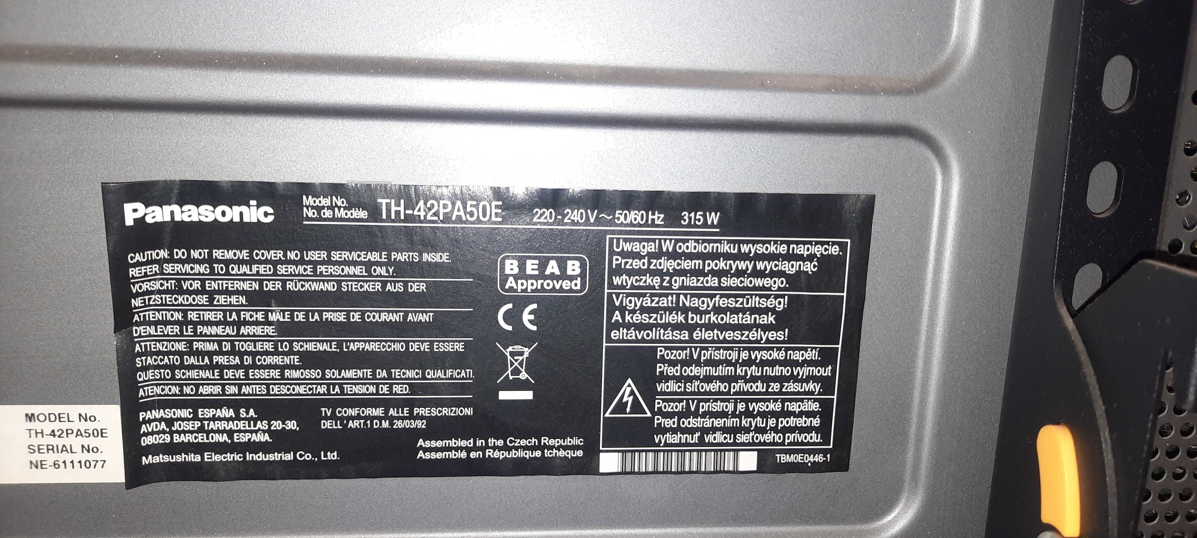 TV Panasonic th-42pa50e