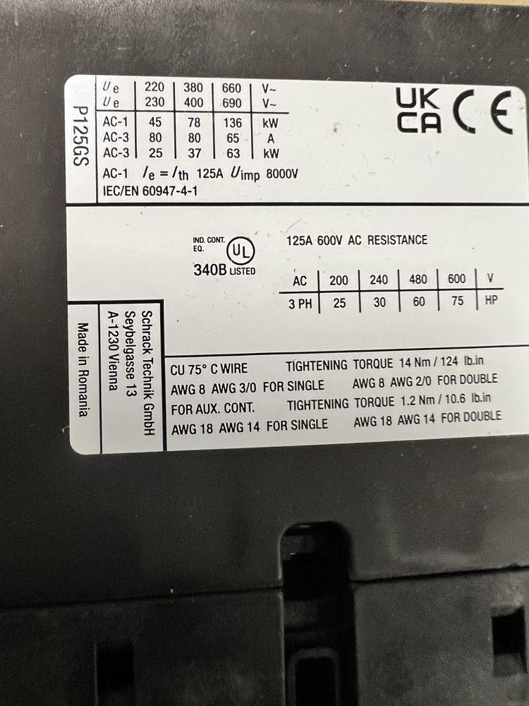 Contactor 125A schrack